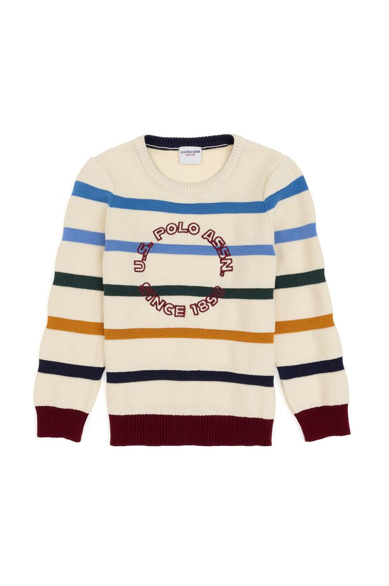 Erkek Çocuk Krem Bisiklet Yaka Kazak