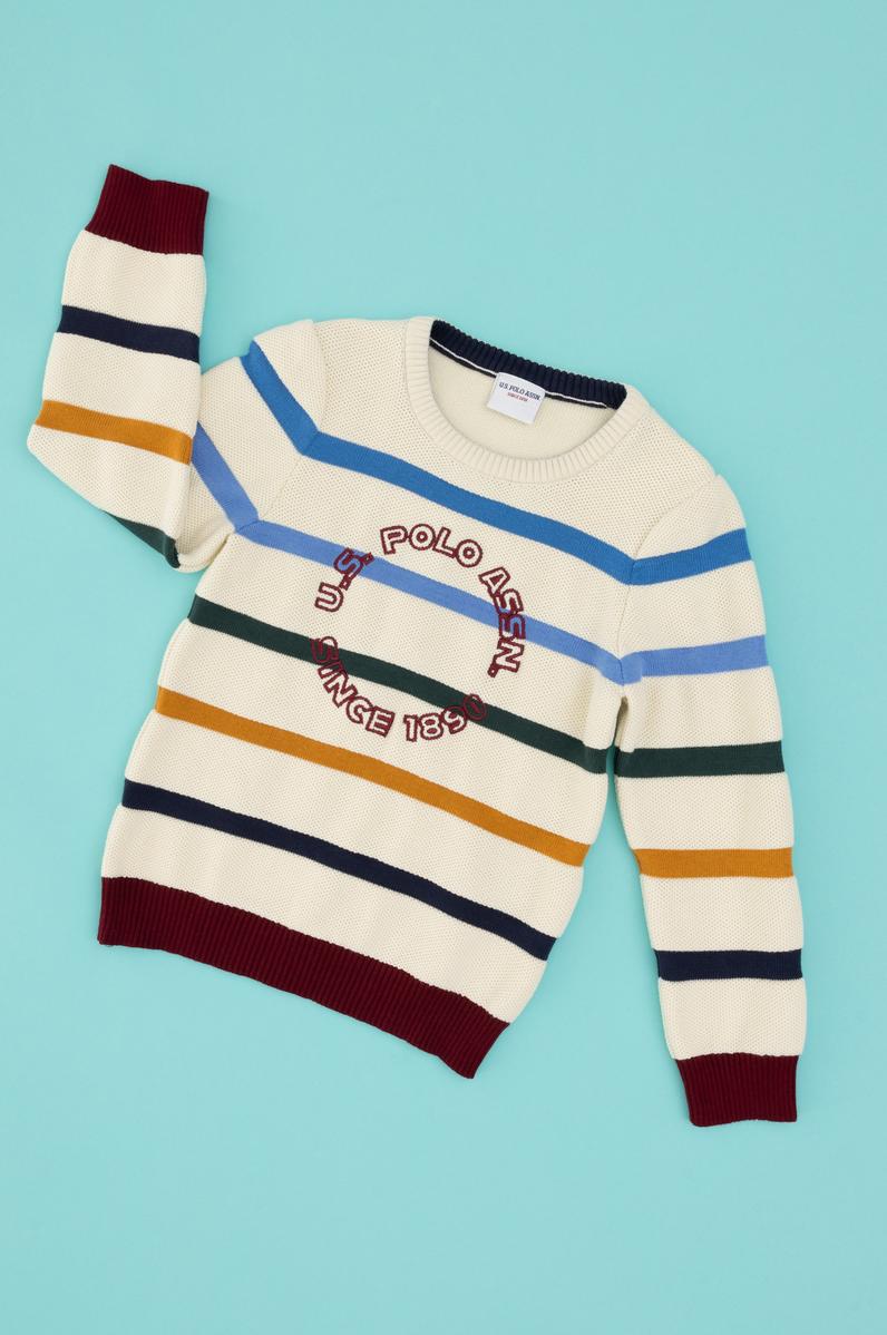 Erkek Çocuk Krem Bisiklet Yaka Kazak