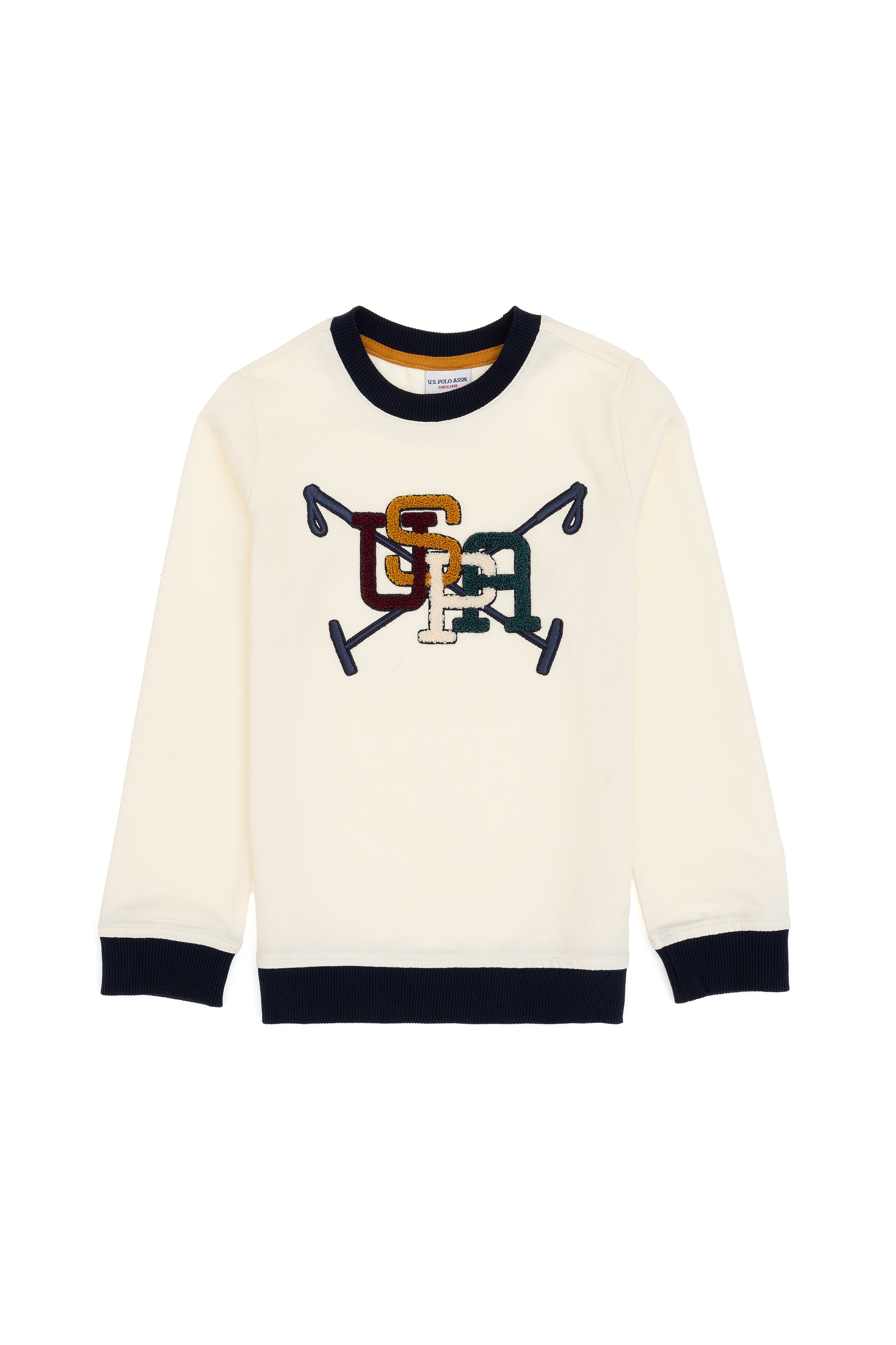 Erkek Çocuk Krem İnce Bisiklet Yaka Sweatshirt - Image 2