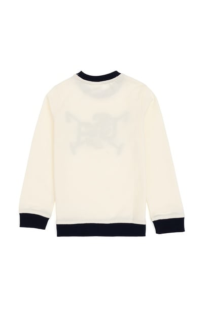 Erkek Çocuk Krem İnce Bisiklet Yaka Sweatshirt