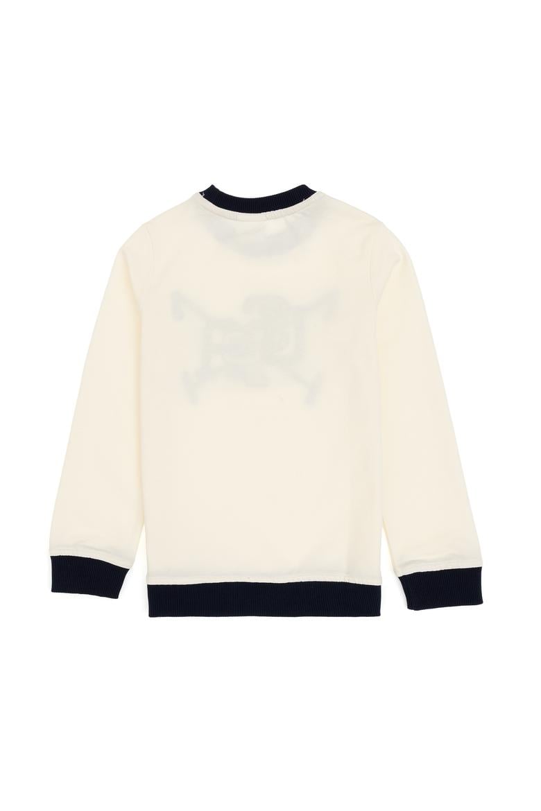 Erkek Çocuk Krem İnce Bisiklet Yaka Sweatshirt - 50315807018