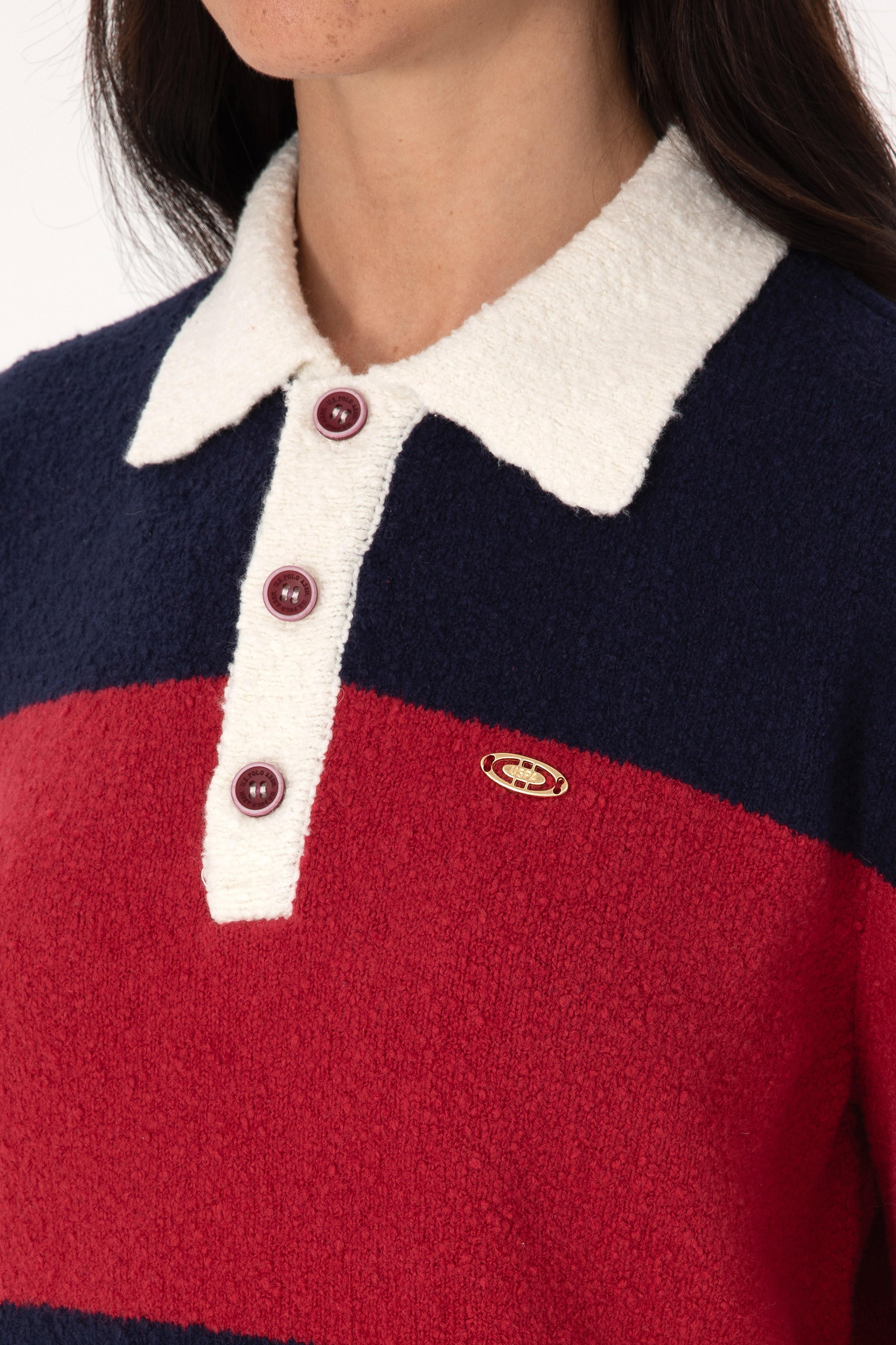 Kadın Bordo Polo Yaka Kazak - Image 7