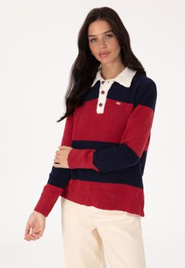 Kadın Bordo Polo Yaka Kazak - 50310034007