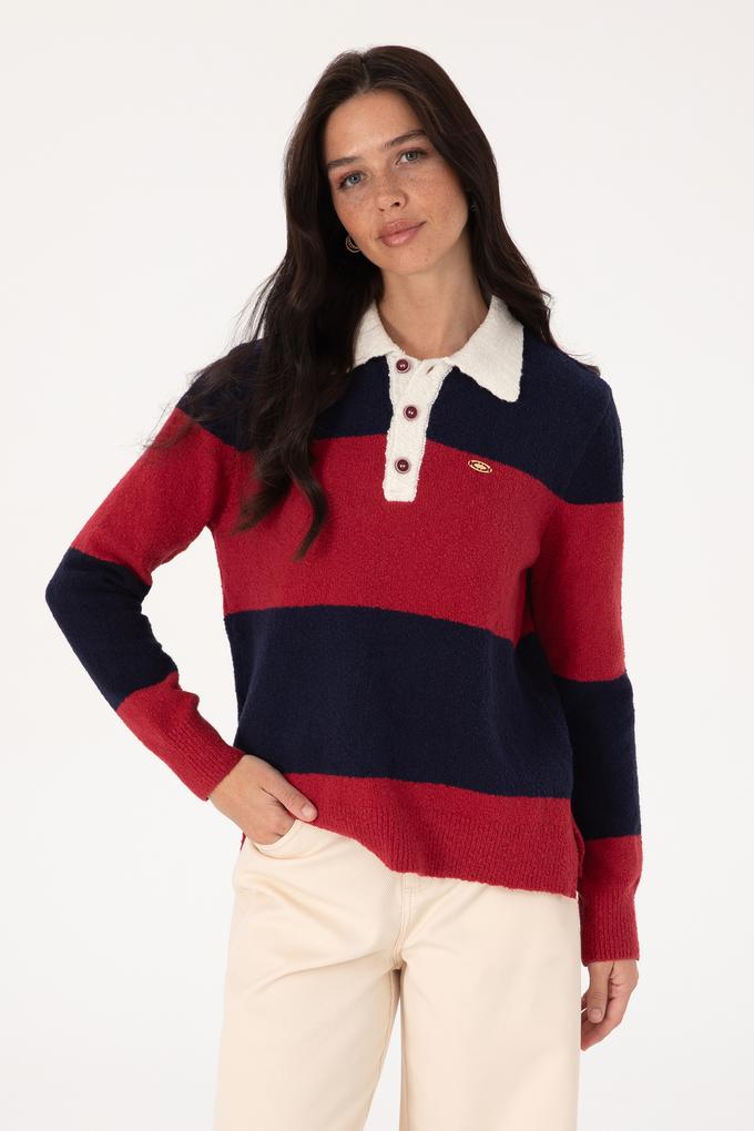 Kadın Bordo Polo Yaka Kazak