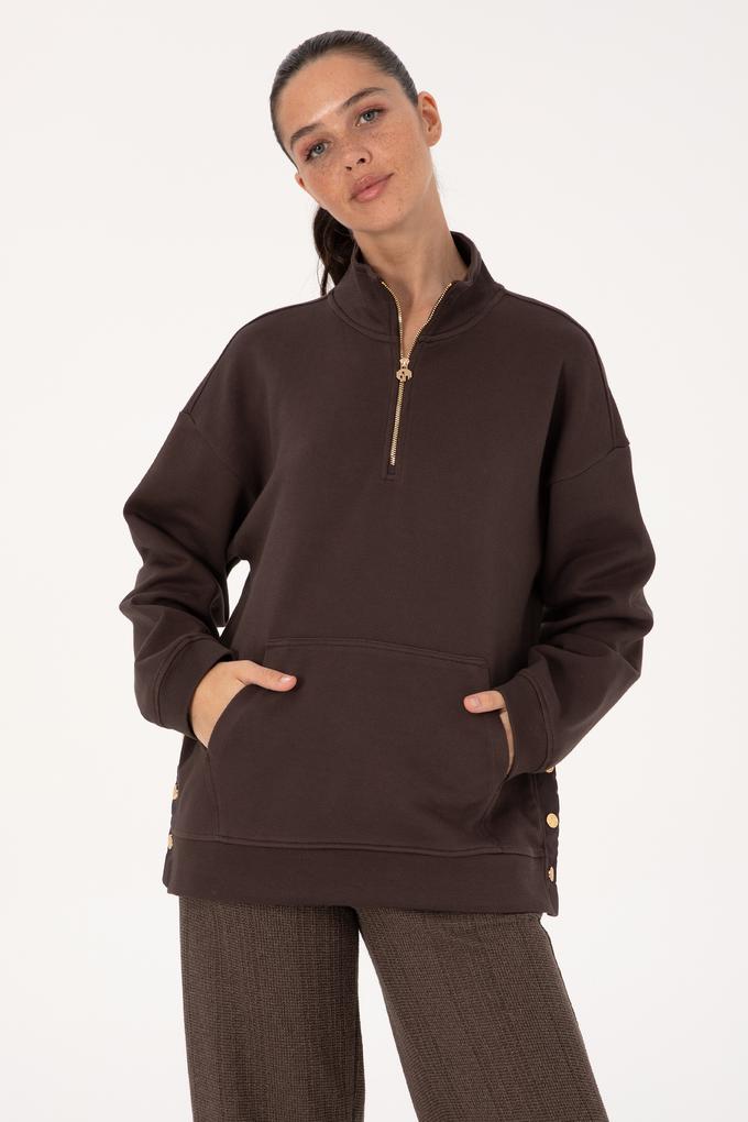 Kadın Koyu Kahverengi Sweatshirt
