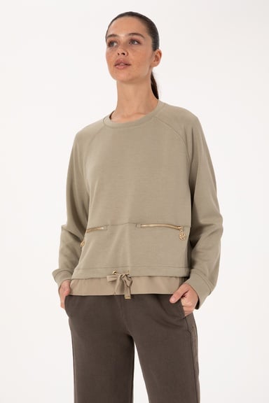 Kadın Açık Haki Bisiklet Yaka Sweatshirt