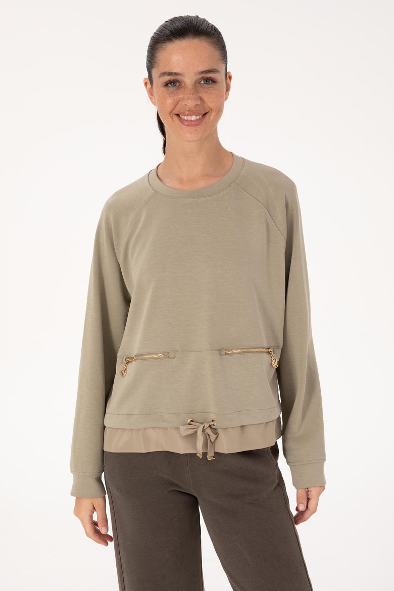 Kadın Açık Haki Sweatshirt - 50309098012