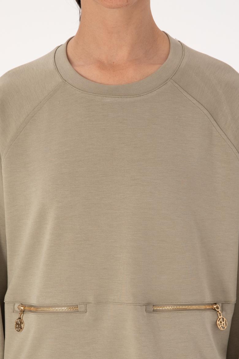 Kadın Açık Haki Sweatshirt - 50309098012