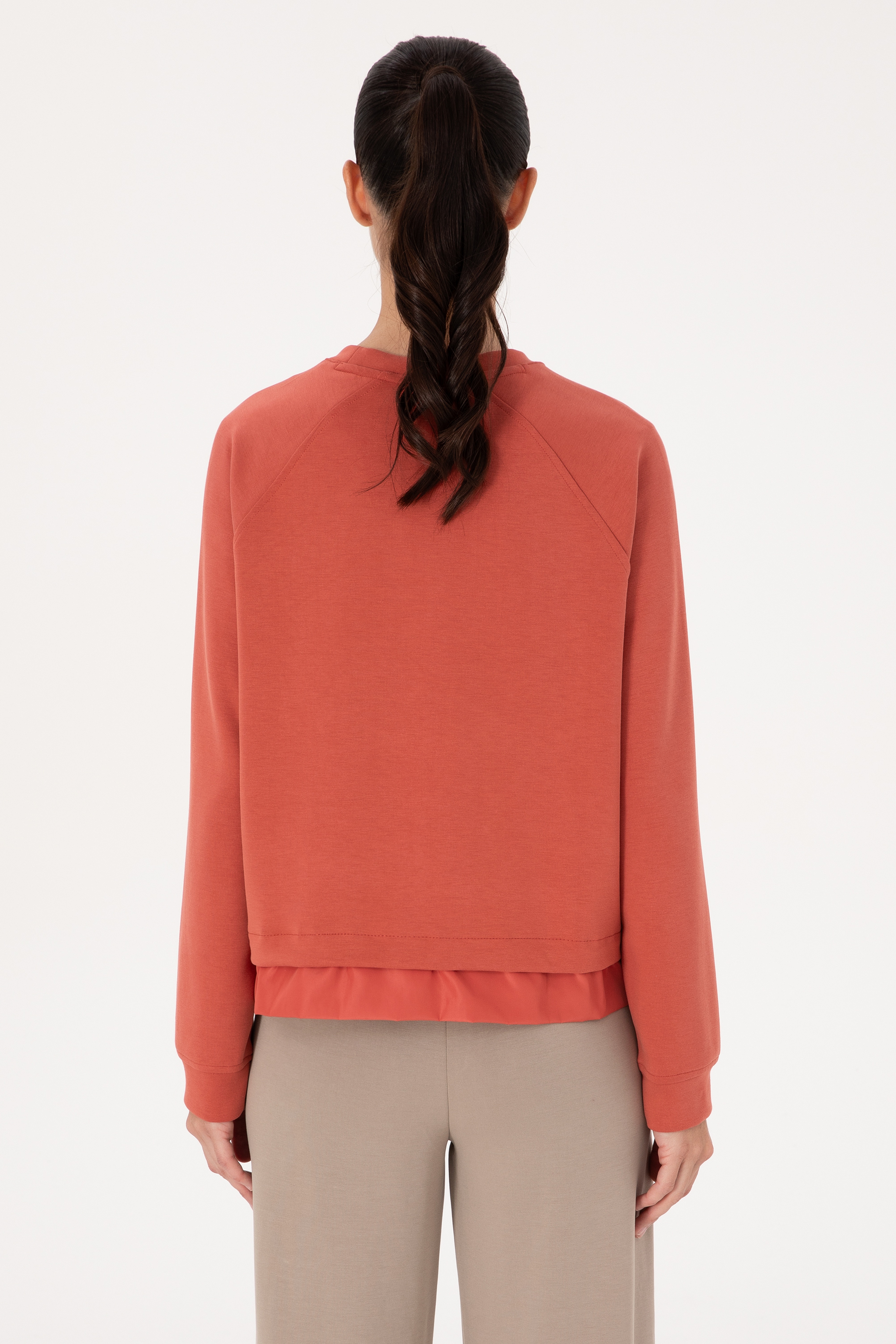 Kadın Kiremit Bisiklet Yaka Sweatshirt - Image 5