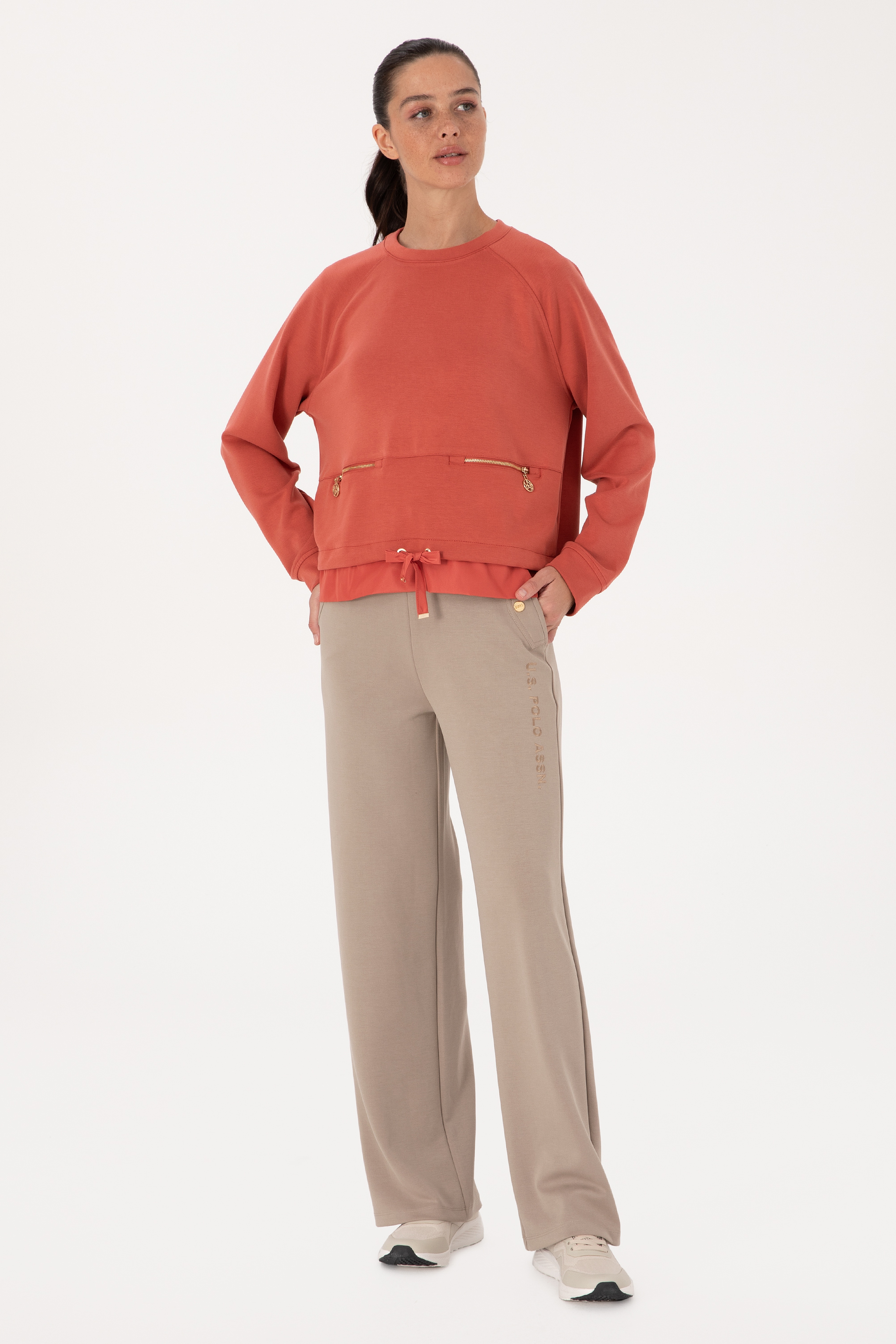 Kadın Kiremit Bisiklet Yaka Sweatshirt - Image 4