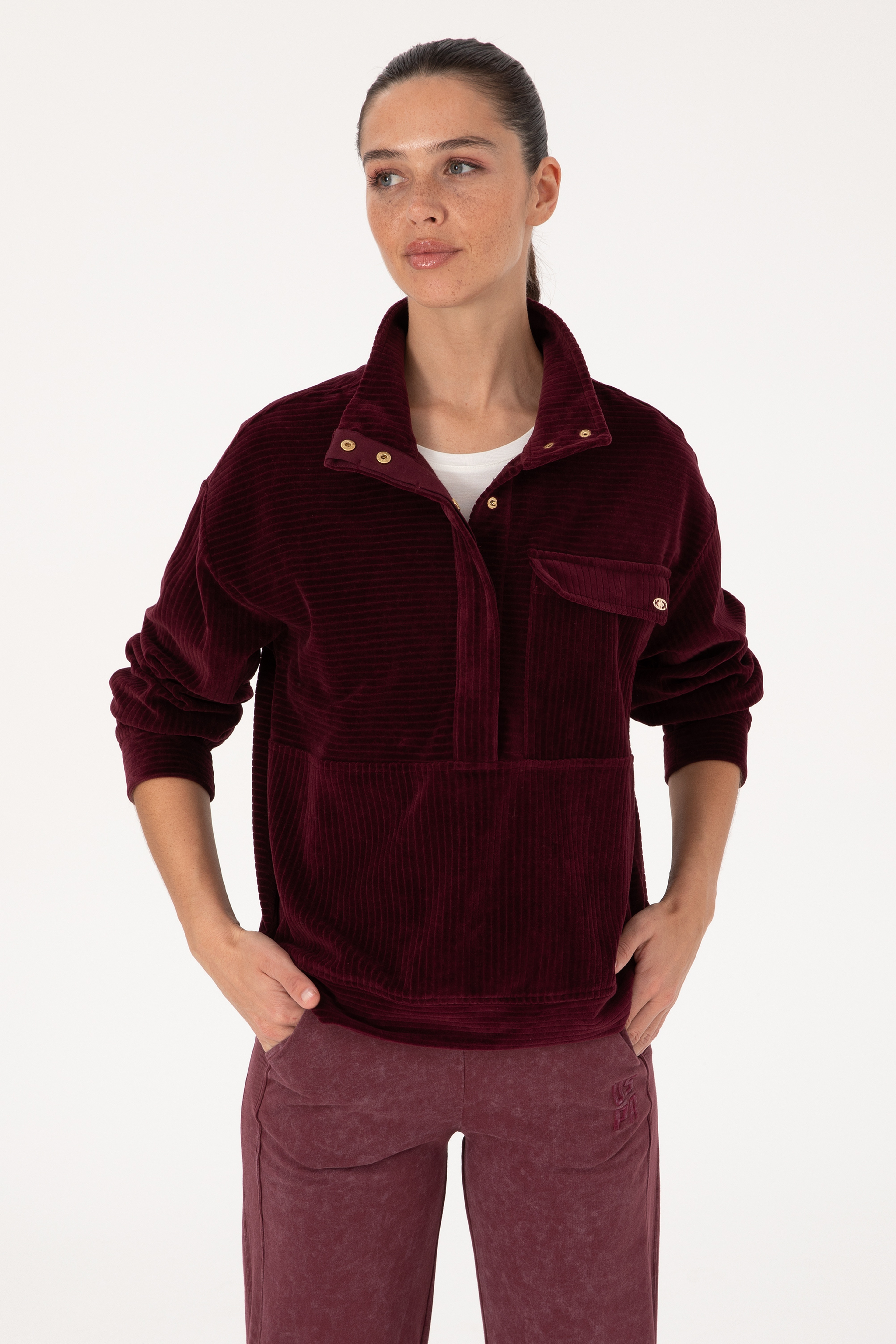 Kadın Bordo Sweatshirt