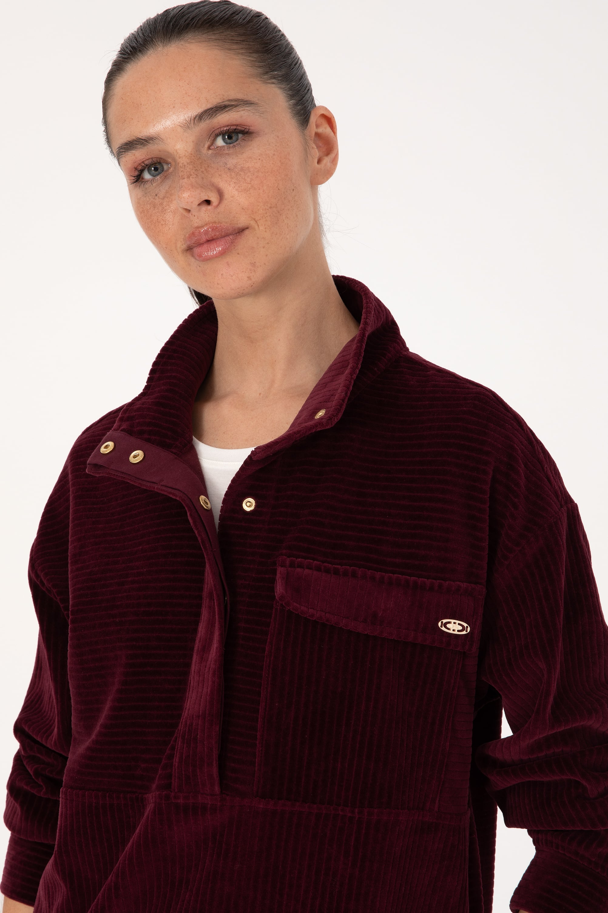 Kadın Bordo Sweatshirt - Image 2
