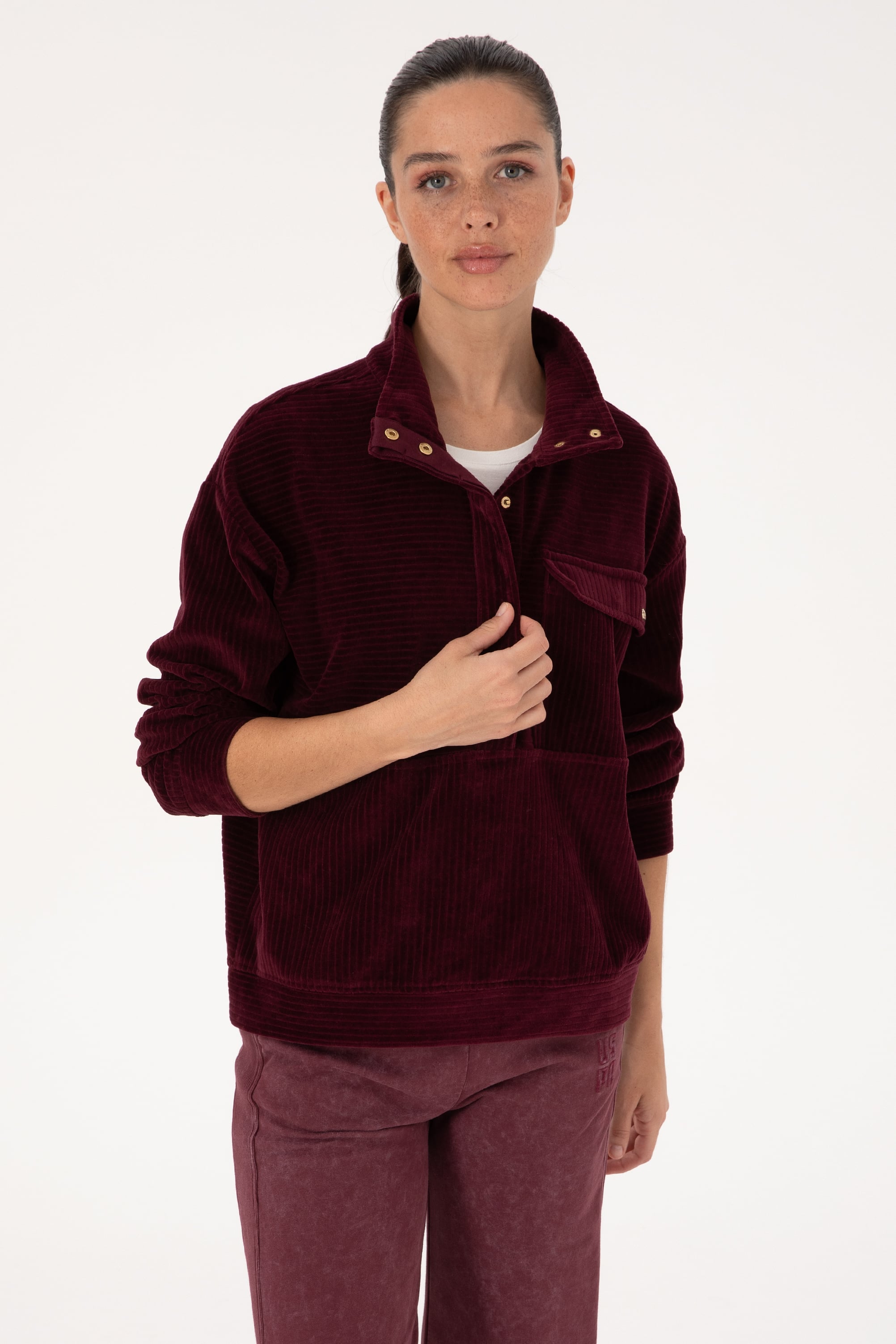 Kadın Bordo Sweatshirt - Image 1