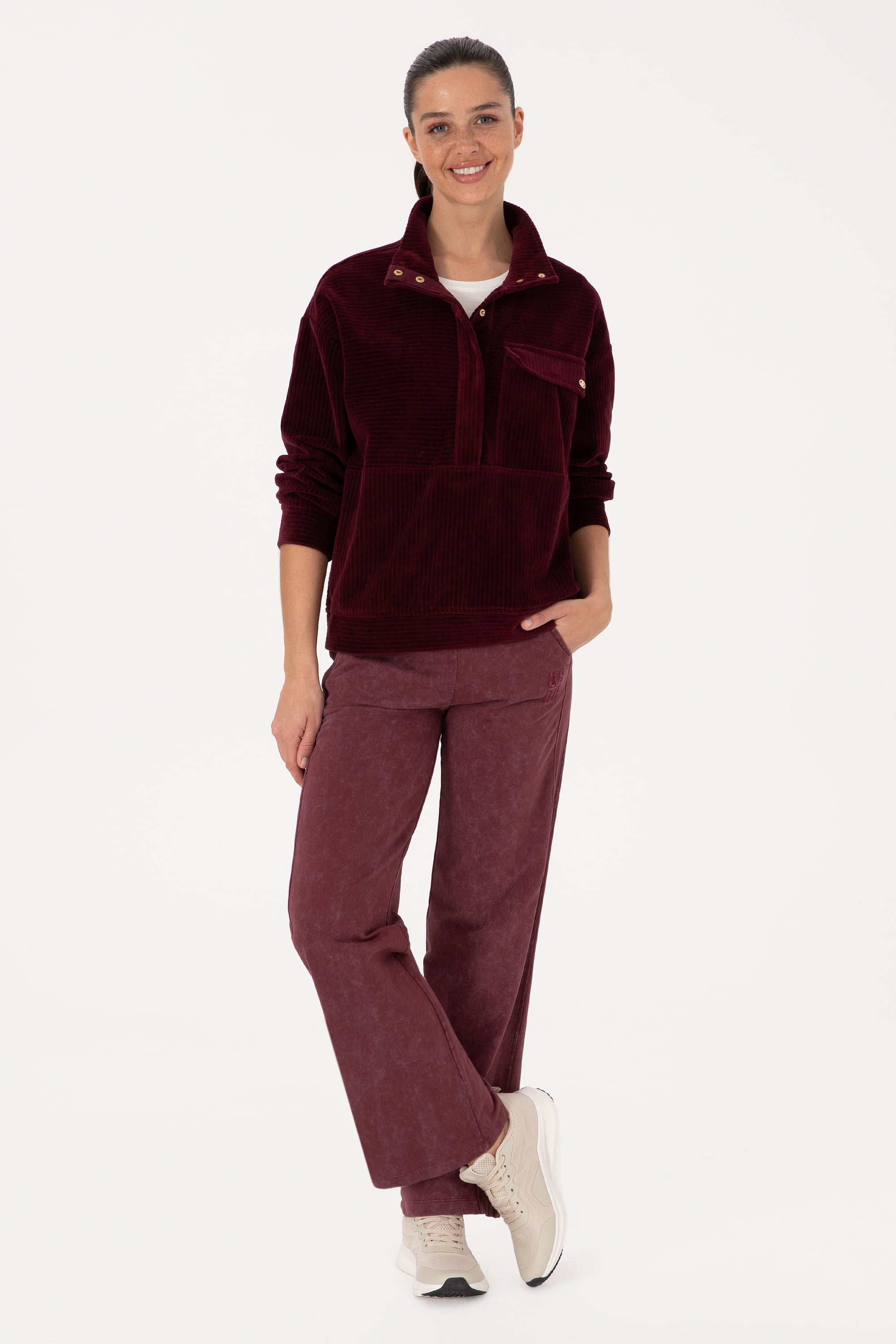 Kadın Bordo Sweatshirt - Image 4
