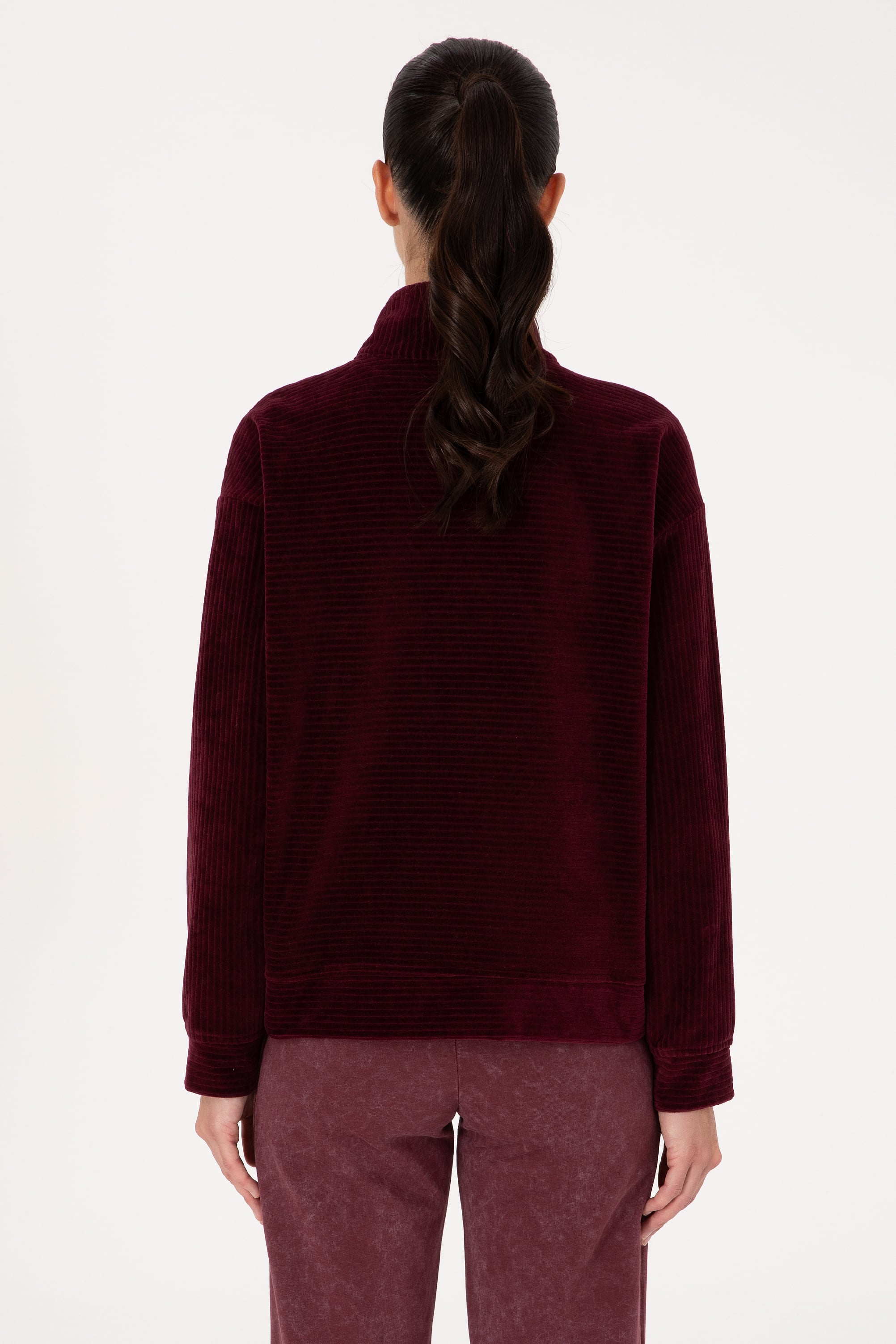 Kadın Bordo Sweatshirt - Image 5