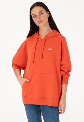 Kadın Kiremit Kapüşonlu Basic Sweatshirt - 50297324069