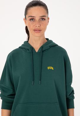 Kadın Koyu Yeşil Kapüşonlu Basic Sweatshirt - 50297324078