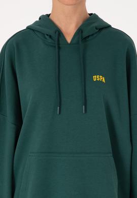 Kadın Koyu Yeşil Kapüşonlu Basic Sweatshirt - 50297324078