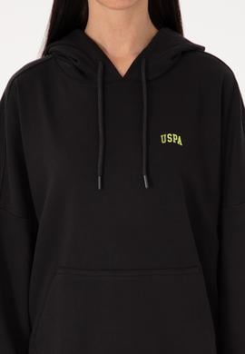 Kadın Siyah Kapüşonlu Basic Sweatshirt - 50297324030