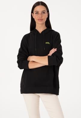 Kadın Siyah Kapüşonlu Basic Sweatshirt - 50297324030