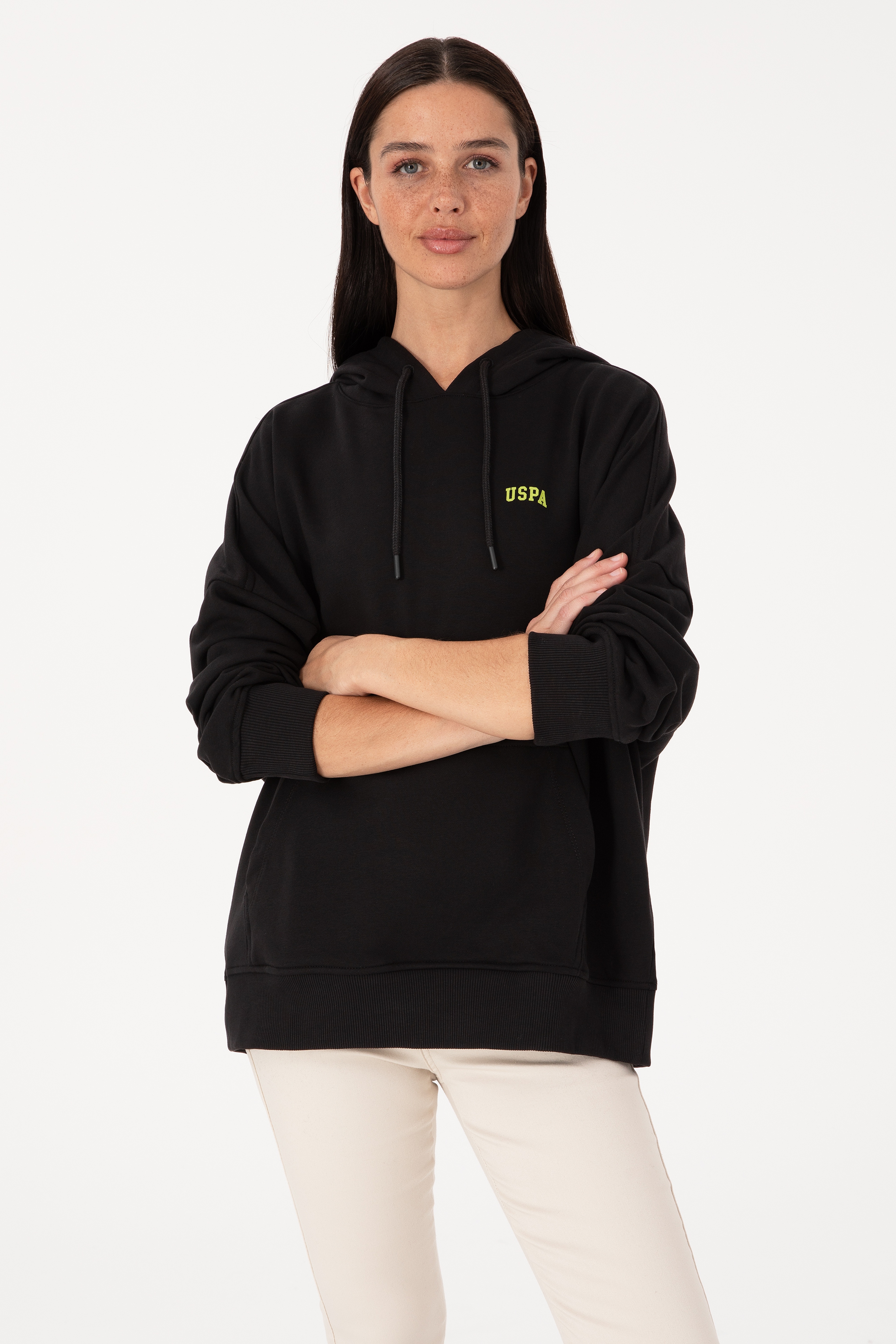 Kadın Siyah Kapüşonlu Basic Sweatshirt