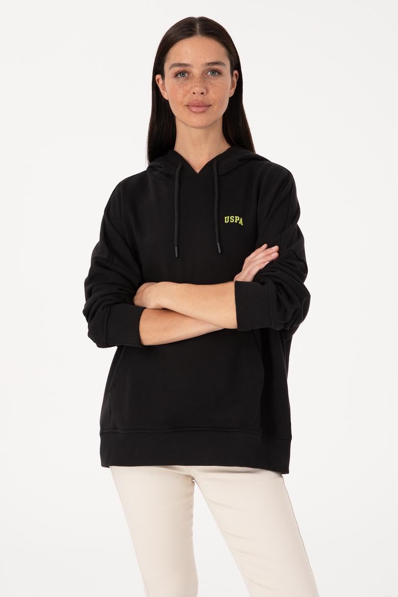 Kadın Siyah Kapüşonlu Basic Sweatshirt - 50297324030