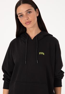 Kadın Siyah Kapüşonlu Basic Sweatshirt - 50297324030