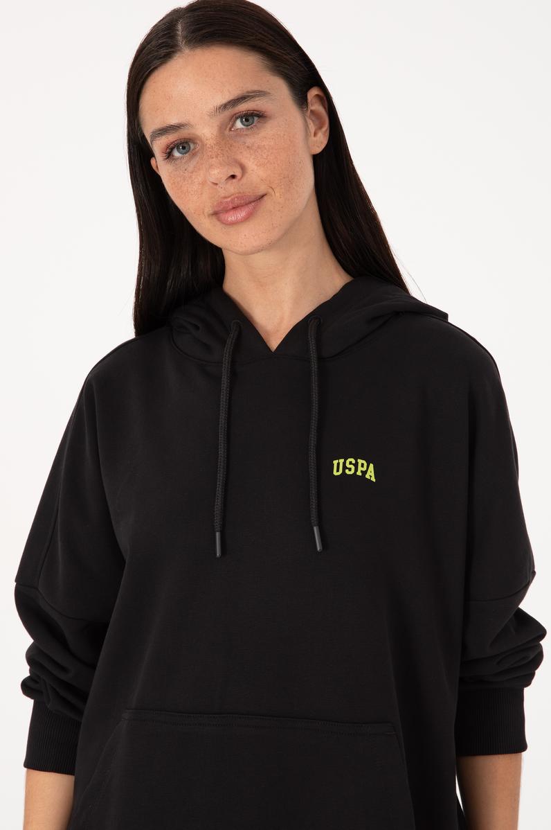 Kadın Siyah Kapüşonlu Basic Sweatshirt