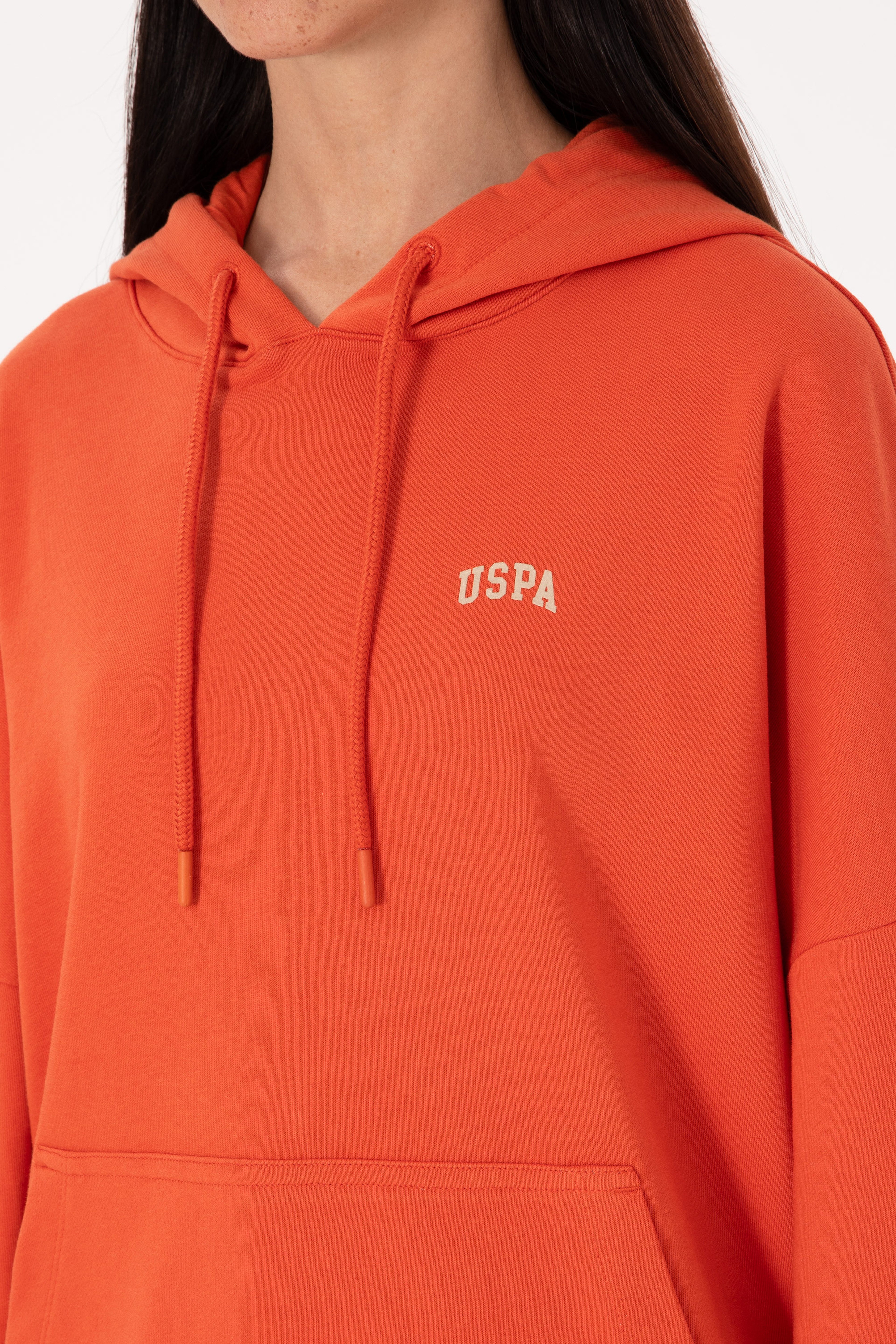 Kadın Kiremit Kapüşonlu Basic Sweatshirt - Image 7