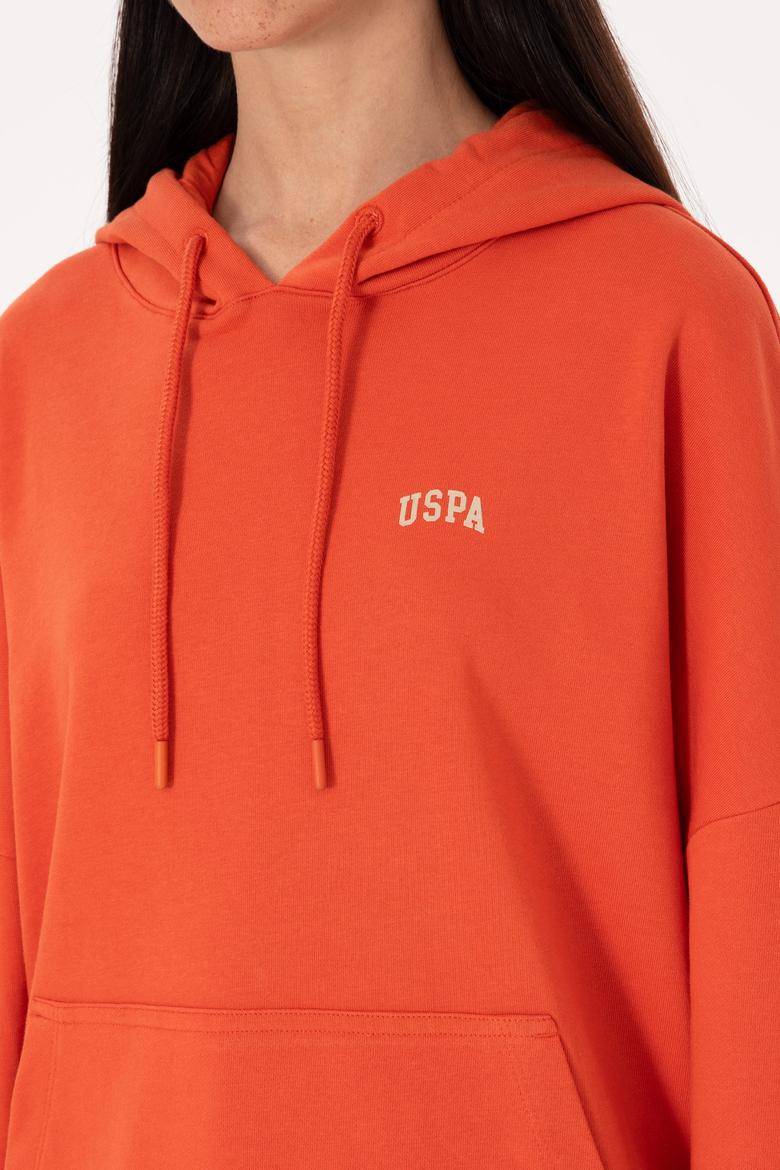 Kadın Kiremit Kapüşonlu Basic Sweatshirt - 50297324069