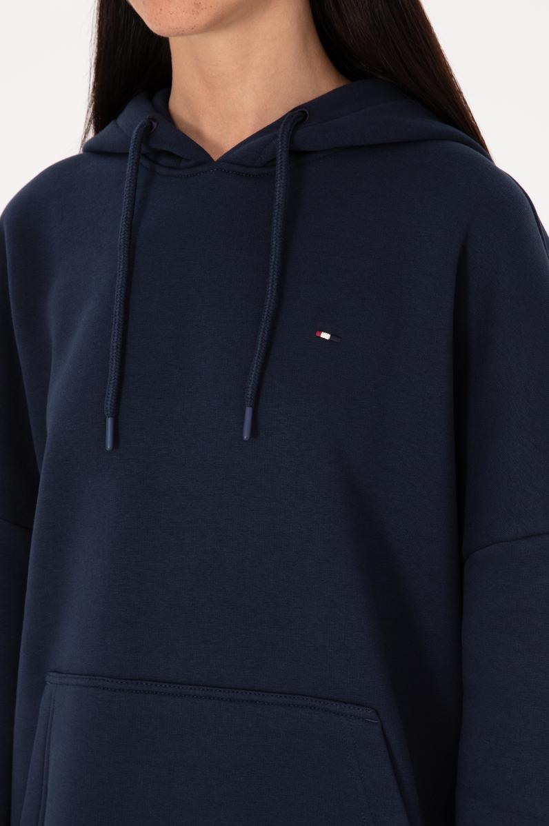 Kadın Lacivert Şardonlu Kapüşonlu Sweatshırt