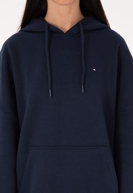 Kadın Lacivert Şardonlu Kapüşonlu Sweatshırt - 50313567006