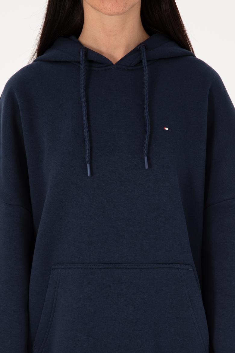 Kadın Lacivert Şardonlu Kapüşonlu Sweatshırt - 50313567006