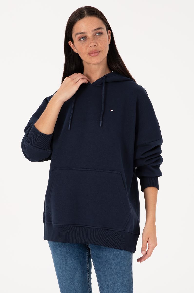 Kadın Lacivert Şardonlu Kapüşonlu Sweatshırt