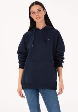 Kadın Lacivert Şardonlu Kapüşonlu Sweatshırt - 50313567006