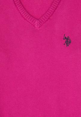 Kız Çocuk Fuşya V Yaka Basic Kazak - 50316777011