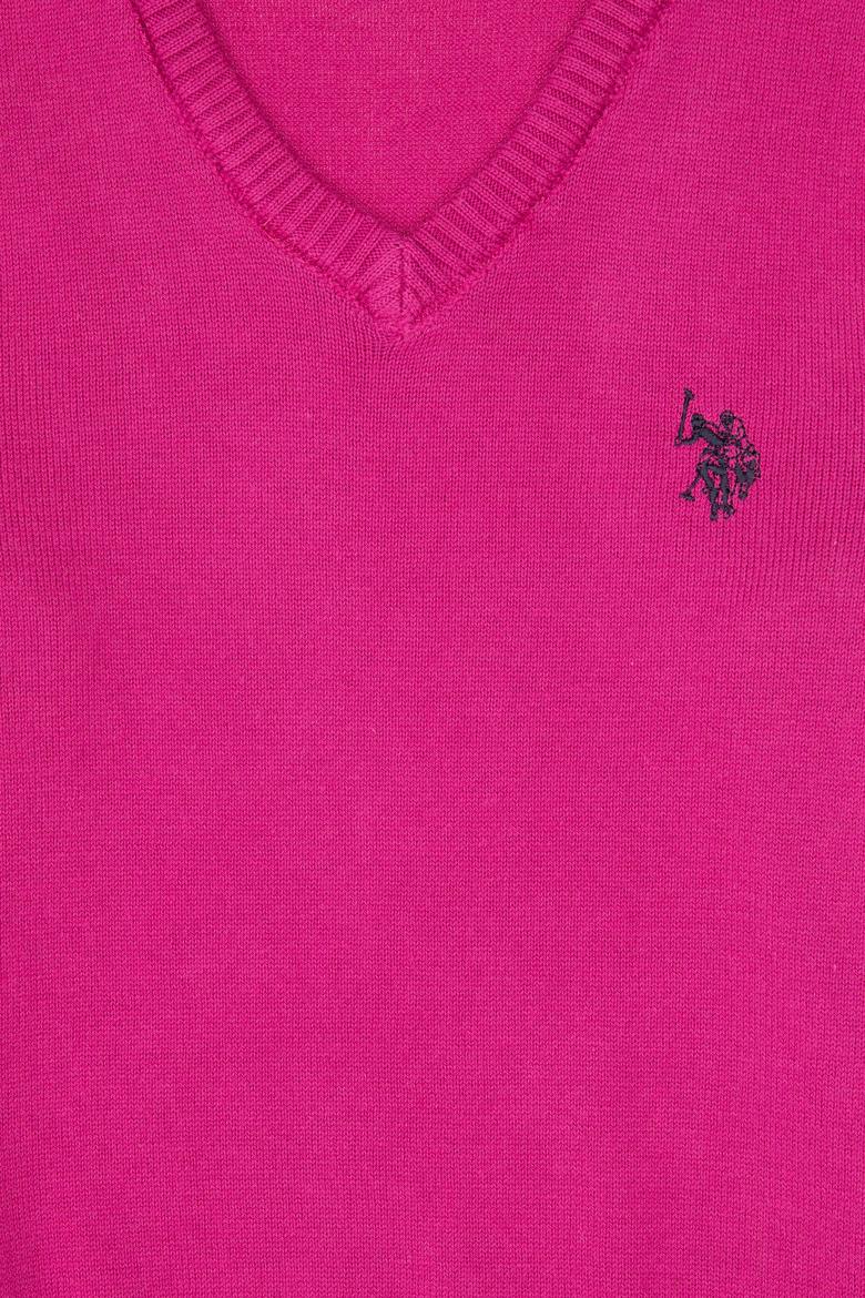 Kız Çocuk Fuşya V Yaka Basic Kazak - 50316777011
