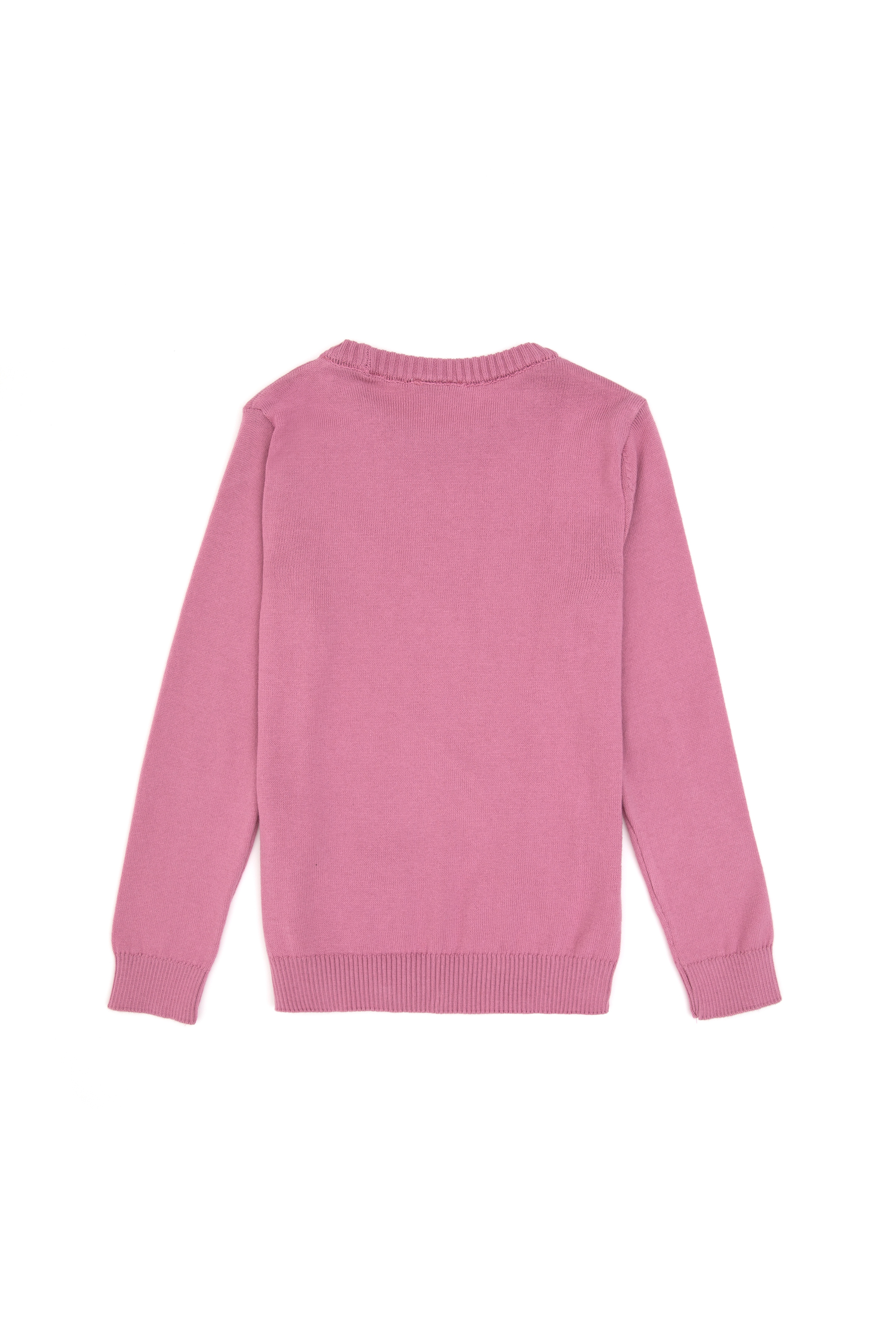 Kız Çocuk Pembe Bisiklet Yaka Basic Kazak - Image 4