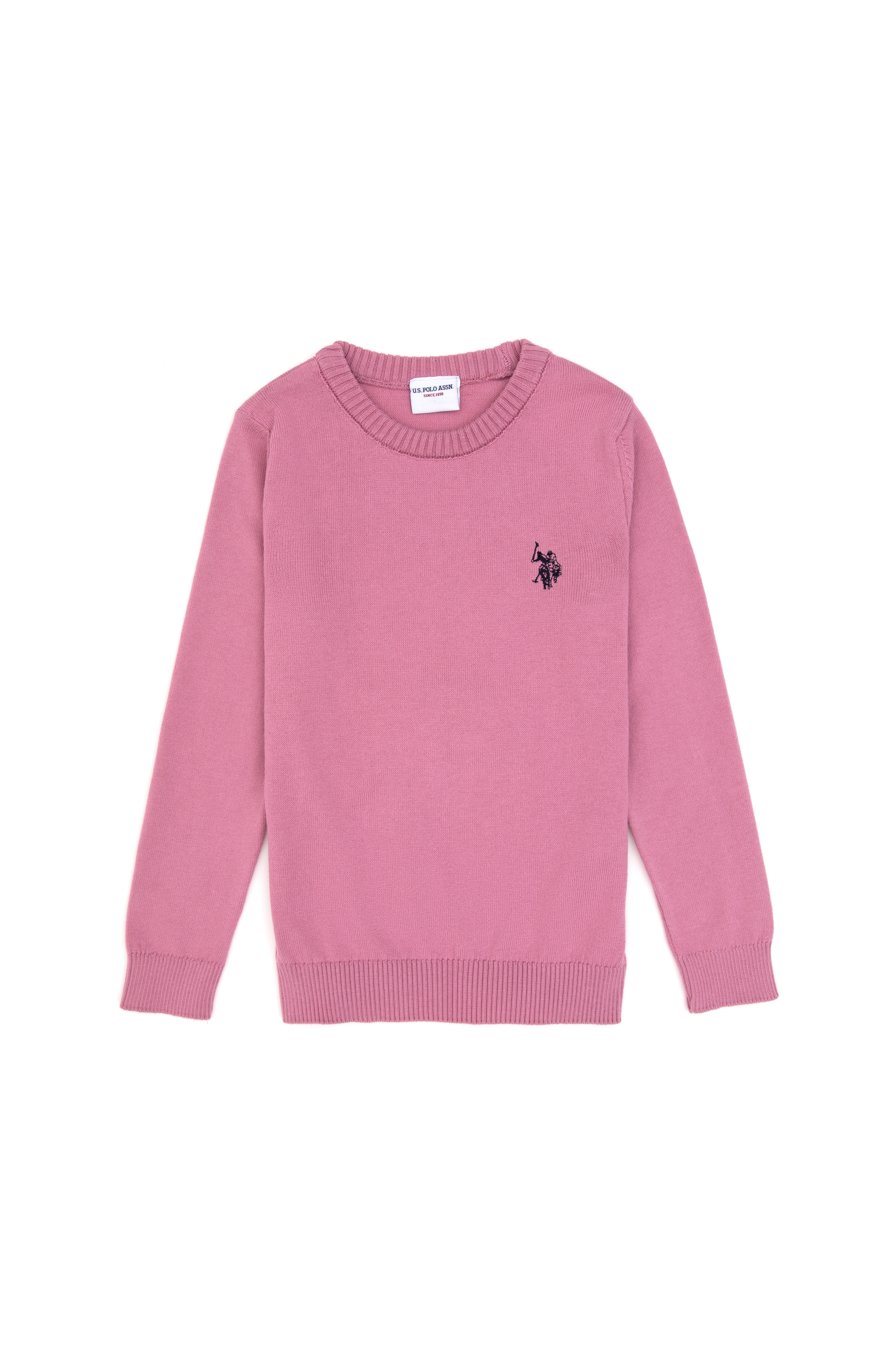 Kız Çocuk Pembe Bisiklet Yaka Basic Kazak - Image 3