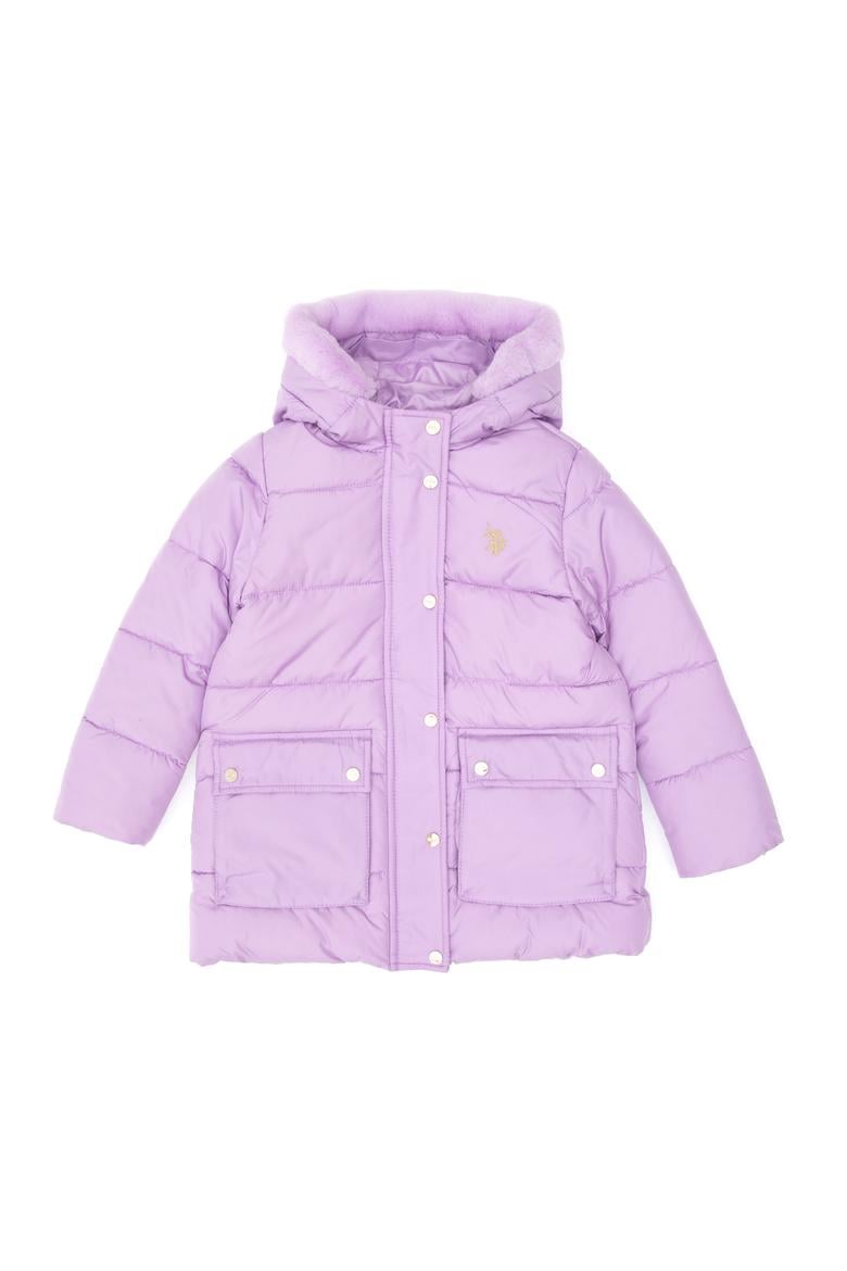 Kız Çocuk Lila Kapüşonlu Şişme Mont - 50313156007