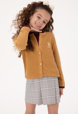 Kız Çocuk Camel Düğmeli Bisiklet Yaka Triko Hırka - 50316292001