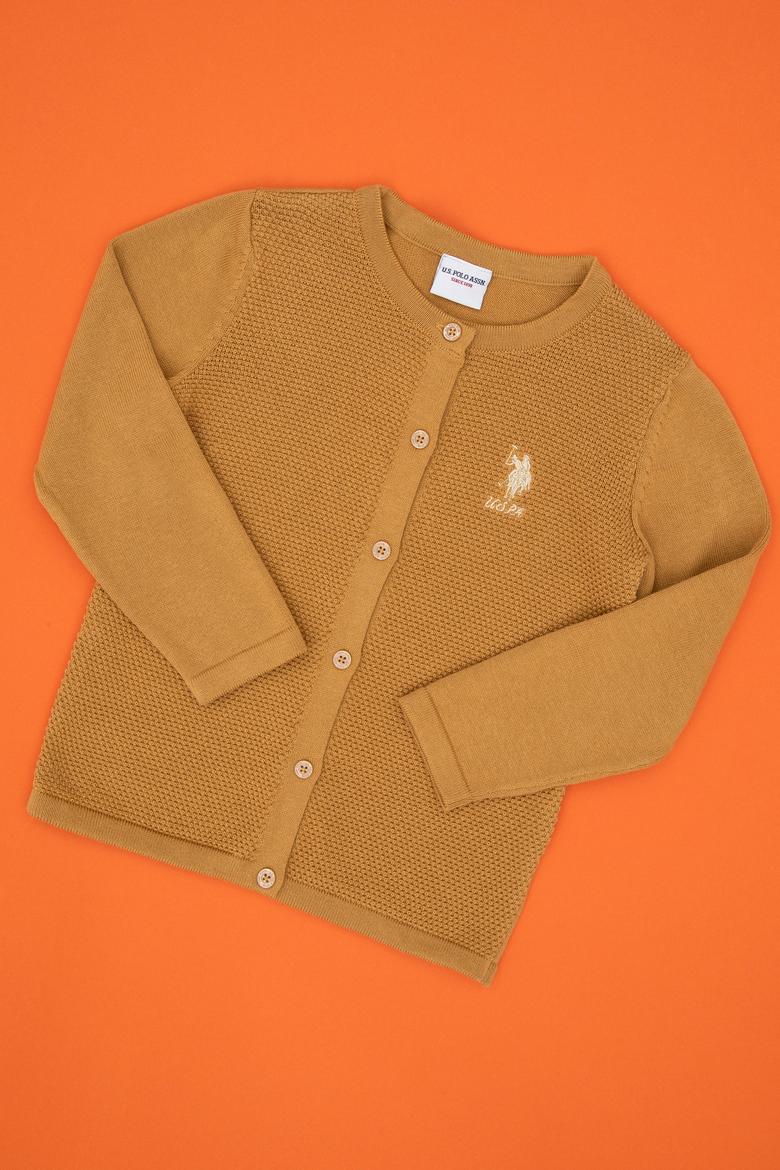 Kız Çocuk Camel Düğmeli Bisiklet Yaka Triko Hırka - 50316292001