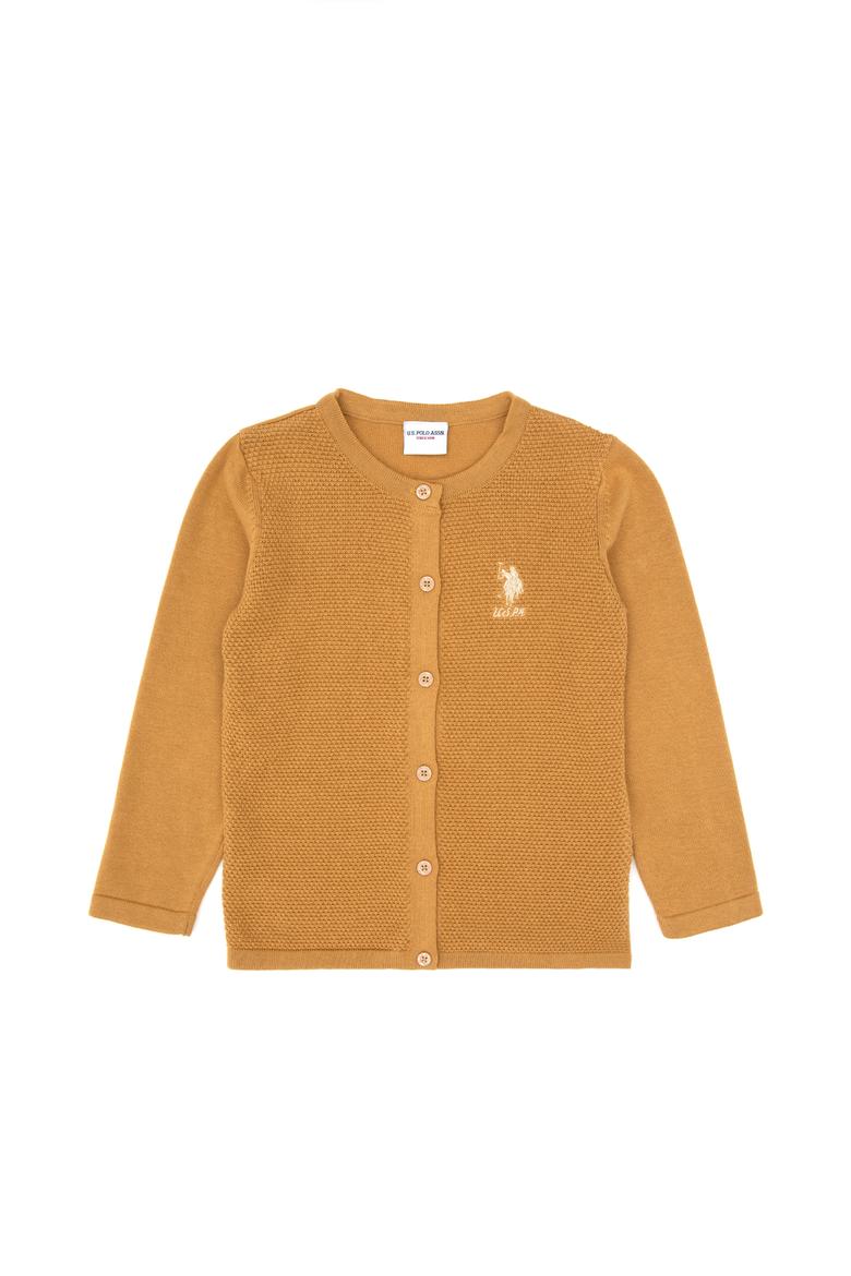 Kız Çocuk Camel Düğmeli Bisiklet Yaka Triko Hırka - 50316292001