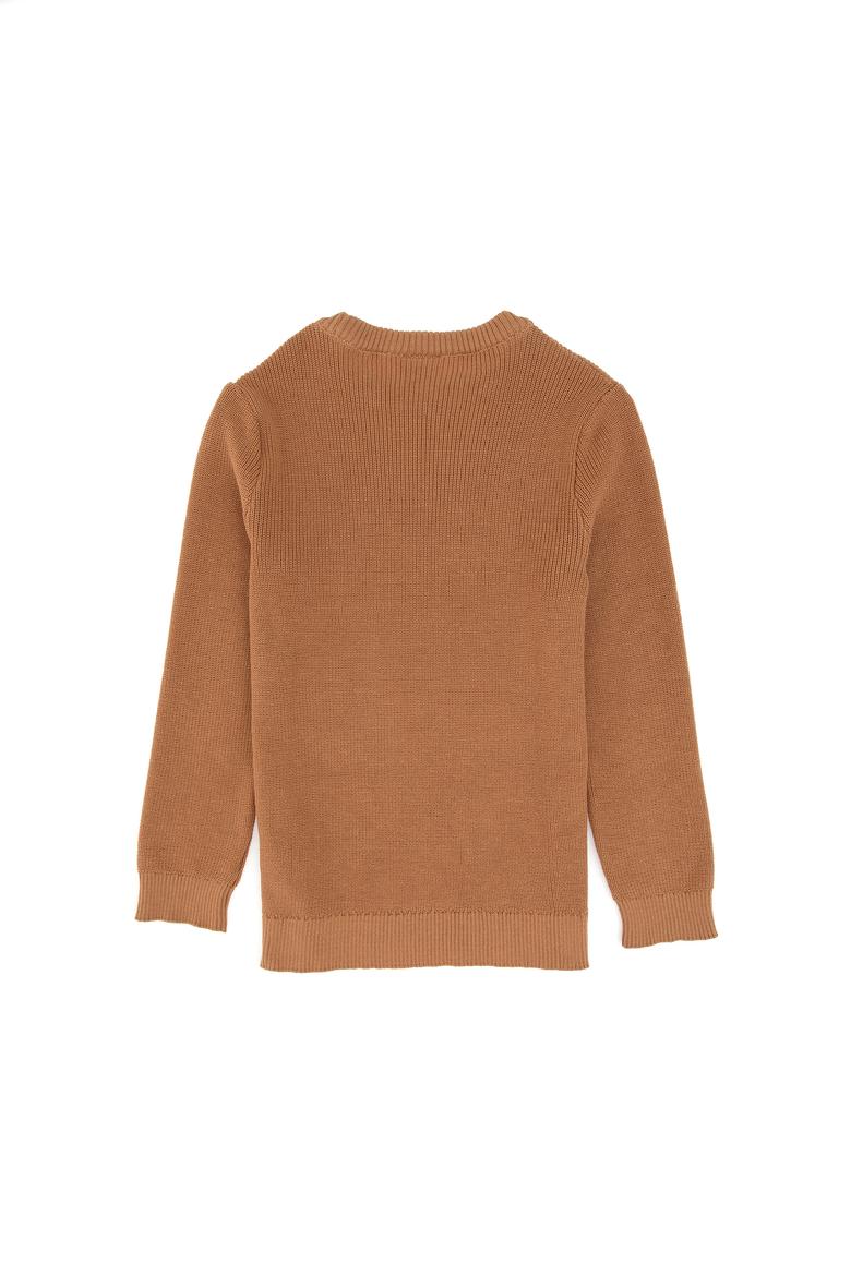 Kız Çocuk Camel Bisiklet Yaka Basic Kazak - 50316842009