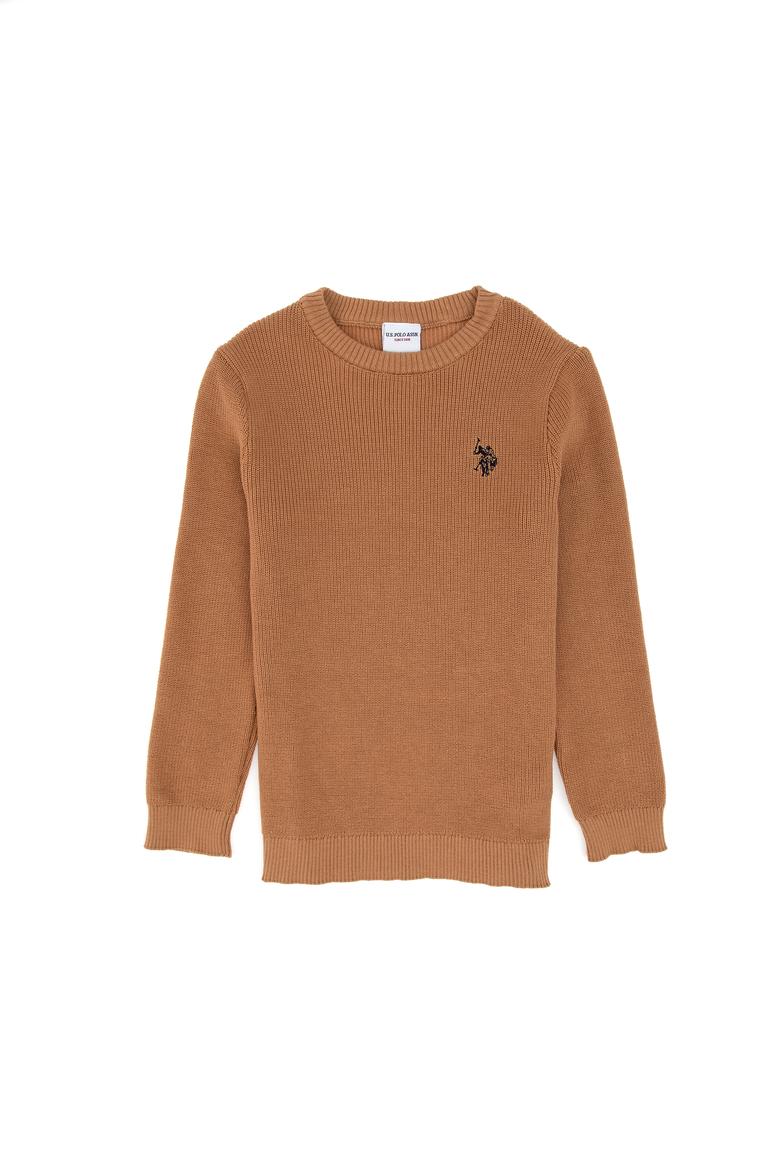 Kız Çocuk Camel Bisiklet Yaka Basic Kazak - 50316842009