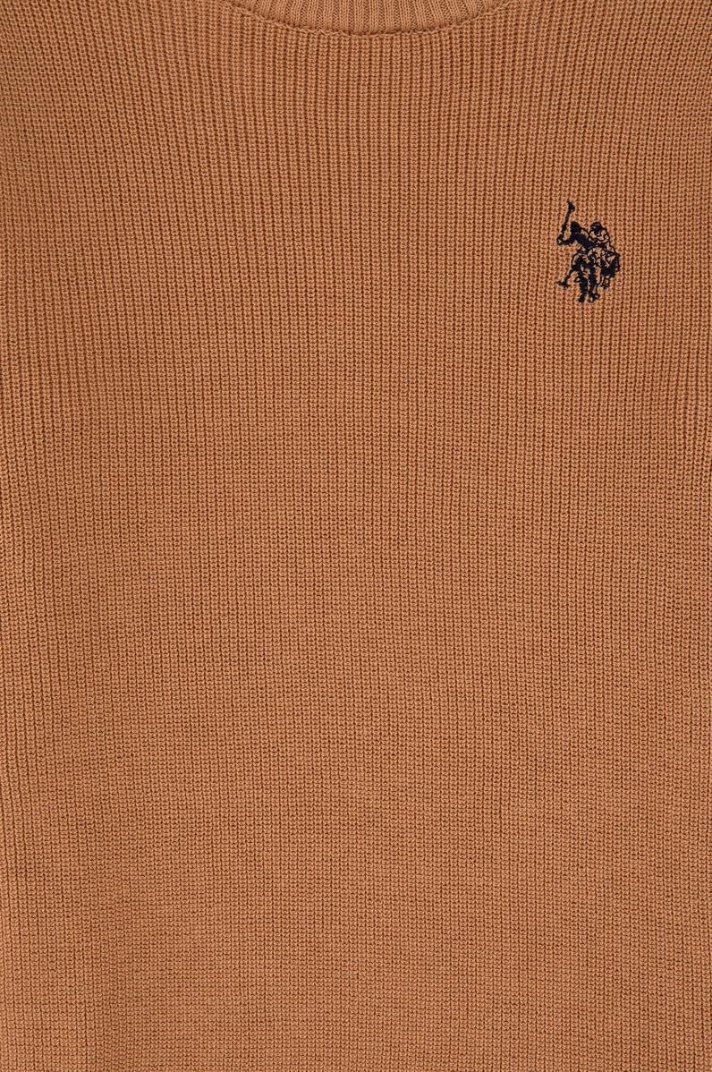 Kız Çocuk Camel Bisiklet Yaka Basic Kazak