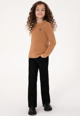 Kız Çocuk Camel Bisiklet Yaka Basic Kazak - 50316842009