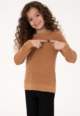 Kız Çocuk Camel Bisiklet Yaka Basic Kazak - 50316842009