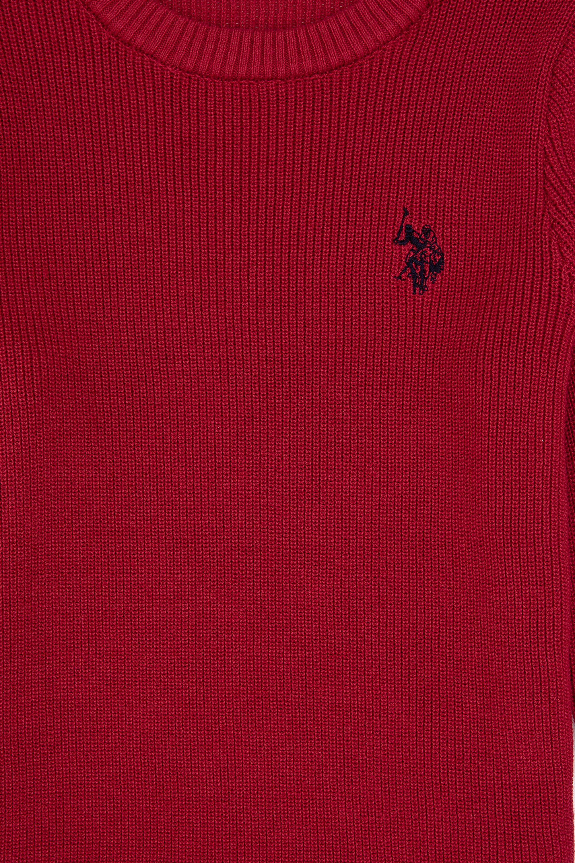 ژاکت بافتنی یقه گرد تمشکی اندامی دخترانه یو اس پولو | U.S. Polo Assn. - تصویر 5