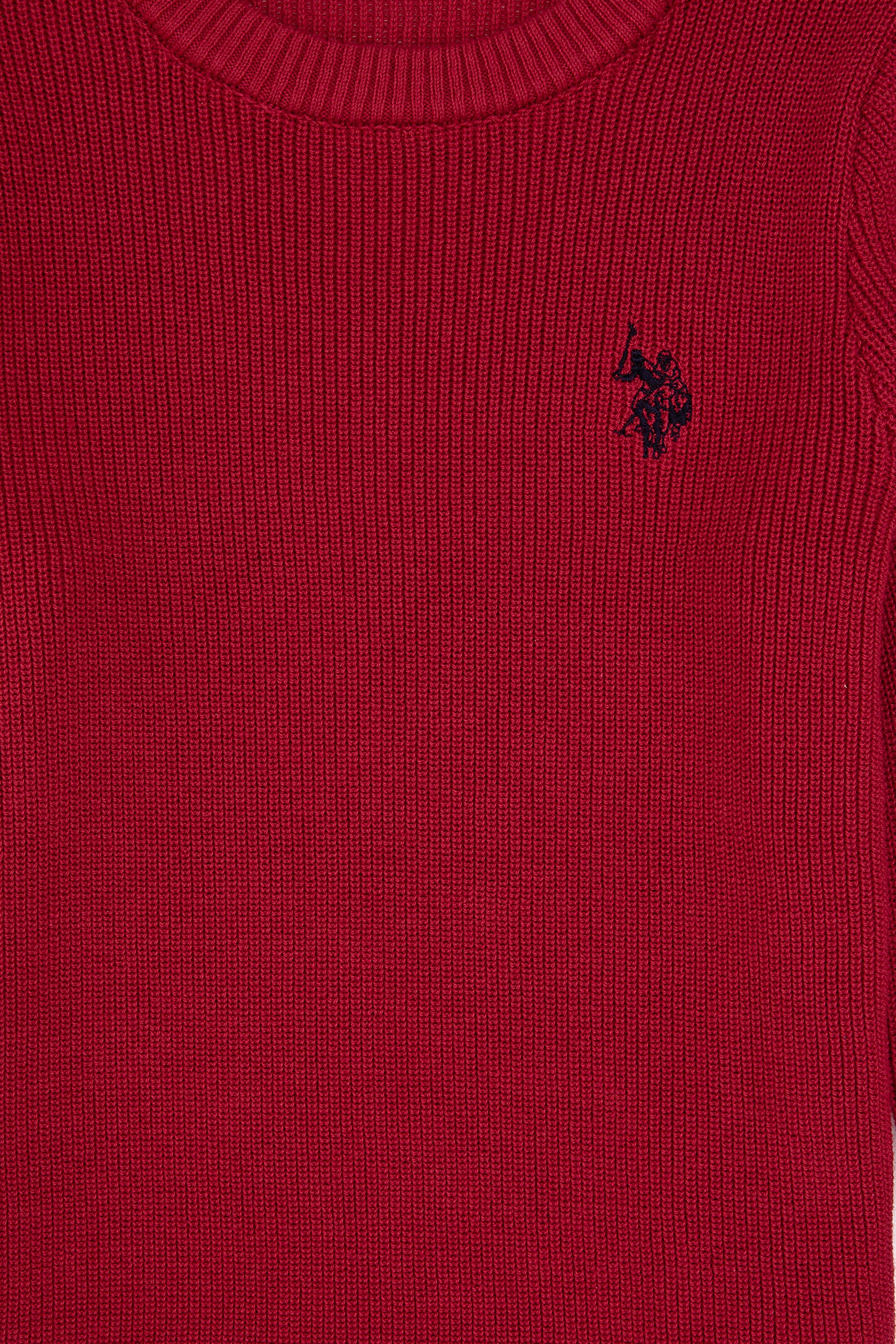 Kız Çocuk Koyu Frambuaz Bisiklet Yaka Basic Kazak - Image 5